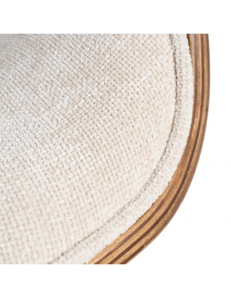 Cadeira de jantar TOKIO em tecido creme e madeira curvada cor nogueira