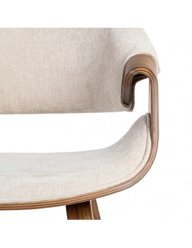 Silla de comedor TOKIO en tejido crema y madera...