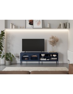 Mueble de TV metálico Moderno Diora Azul 160 cm, 2... 2