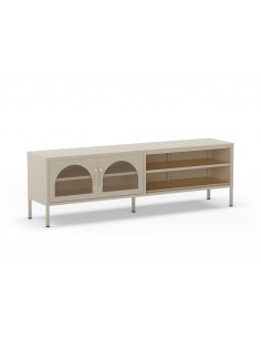 Mueble de TV metálico Moderno Diora Crema 160 cm, 2...