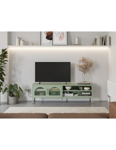 Mueble de TV metálico Moderno Diora Verde 160 cm, 2... 2