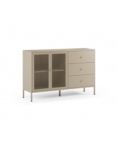 Aparador metálico minimalista FAYNA crema 140 cm, 2...