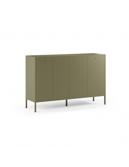 Aparador metálico minimalista FAYNA Verde 140 cm, 2 puertas y 3 cajones