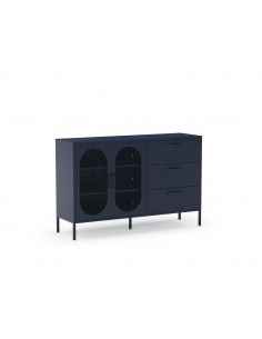 Aparador Azul minimalista Diora 140 cm, 2 Puertas y 3...