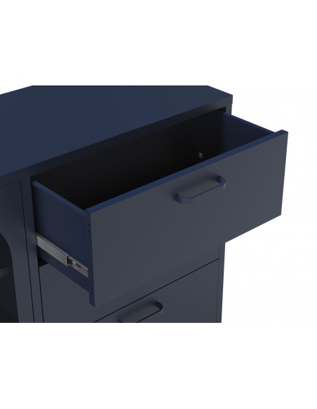 Aparador Azul minimalista Diora 140 cm, 2 Puertas y 3 Cajones