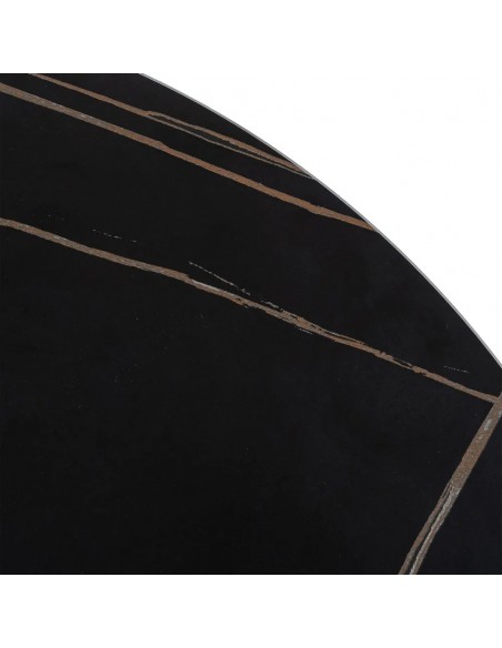 Mesa redonda Oda 100 cm. Porcelánico y Metal lacado negro.