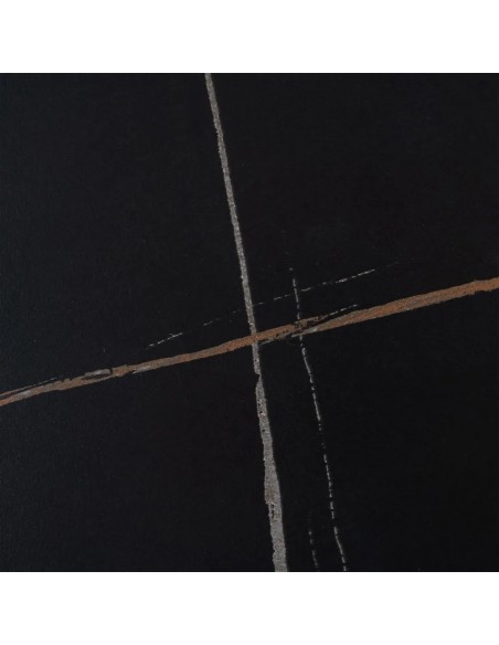 Mesa redonda Oda 100 cm. Porcelánico y Metal lacado negro.