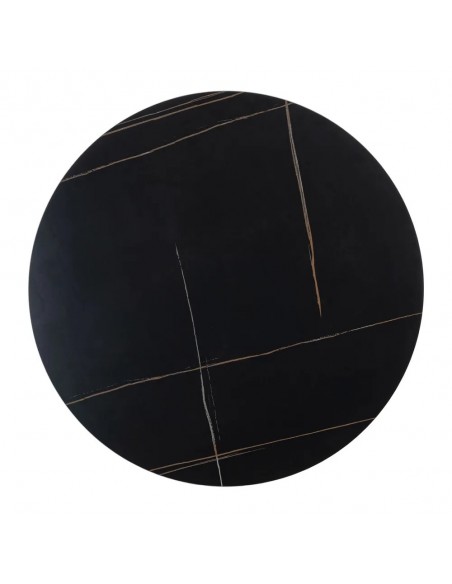 Mesa redonda Oda 100 cm. Porcelánico y Metal lacado negro.