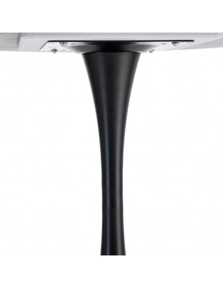 Mesa redonda Oda 100 cm. Porcelánico y Metal lacado negro.