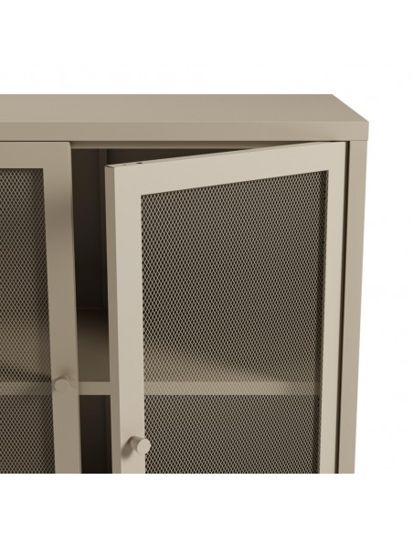 Aparador metálico minimalista FAYNA crema 120 cm y 3 puertas