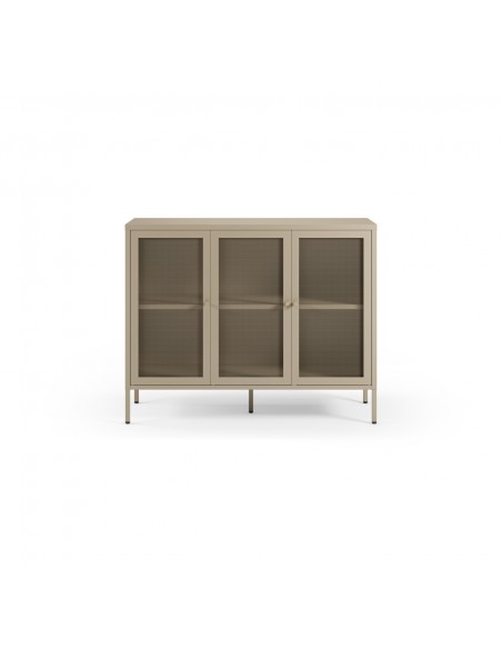 Aparador metálico minimalista FAYNA crema 120 cm y 3 puertas
