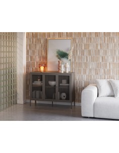 Aparador metálico minimalista FAYNA Moca 120 cm y 3 puertas 2