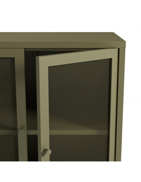 Aparador metálico minimalista FAYNA Verde 120 cm y 3 puertas