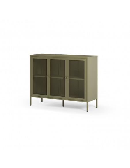 Aparador metálico minimalista FAYNA Verde 120 cm y 3 puertas