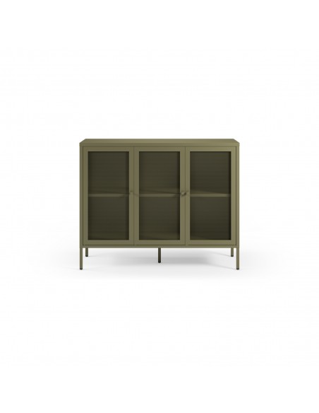 Aparador metálico minimalista FAYNA Verde 120 cm y 3 puertas