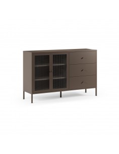 Aparador minimalista LAYNA em metal, cor mocha, 140 cm, 2...