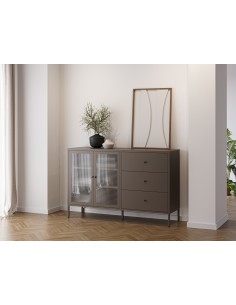 Aparador metálico minimalista LAYNA moca 140 cm,2 puertas... 2