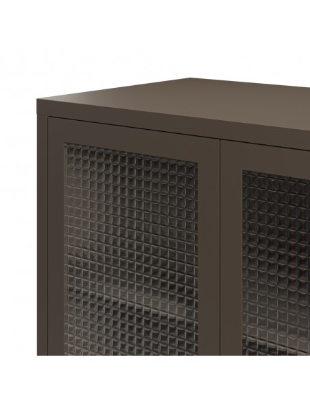 Mueble auxiliar metálico minimalista LAYNA moca 70x100, 2 puertas de cristal