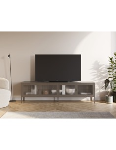 Móvel de TV minimalista LAYNA em metal, cor mocha, 160... 2