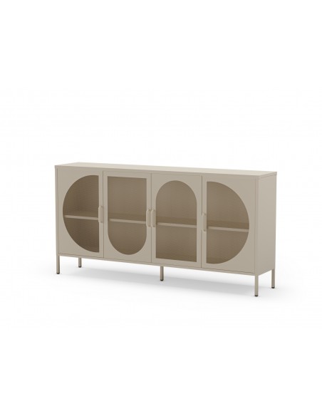 Aparador metálico minimalista TAYRA crema 160 cm con 4 puertas