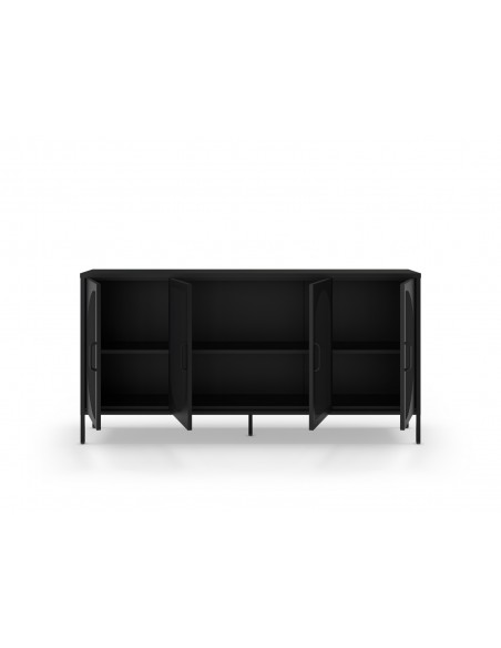 Aparador minimalista TAYRA em metal,preto, 160 cm, com 4 portas