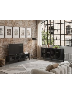 Aparador minimalista TAYRA em metal,preto, 160 cm, com 4... 2