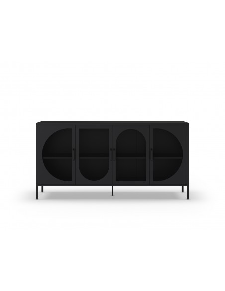 Aparador metálico minimalista TAYRA negro 160 cm con 4 puertas