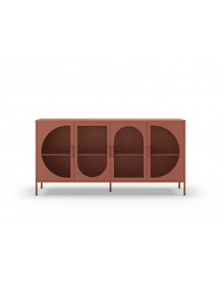 Aparador minimalista TAYRA em metal,terracota, 160 cm, com 4 portas