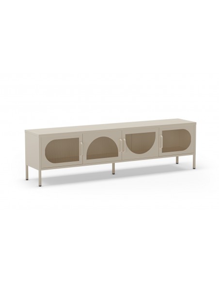 Mueble de TV metálico minimalista TAYRA crema 180 cm con 4 puertas