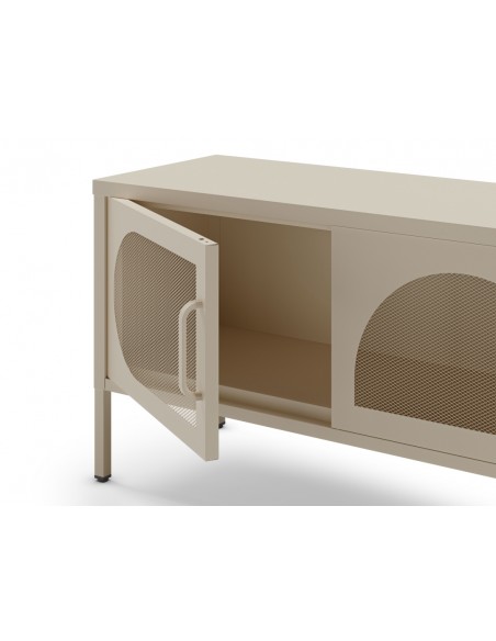 Mueble de TV metálico minimalista TAYRA crema 180 cm con 4 puertas