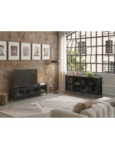 Mueble de TV metálico minimalista TAYRA negro 180 cm con... 2