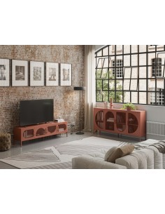 Mueble de TV metálico minimalista TAYRA terracota 180 cm... 2