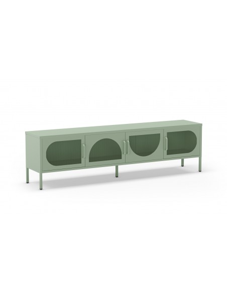Mueble de TV metálico minimalista TAYRA verde 180 cm con 4 puertas