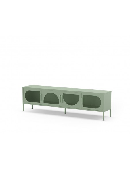 Mueble de TV metálico minimalista TAYRA verde 180 cm con 4 puertas