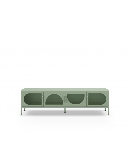 Mueble de TV metálico minimalista TAYRA verde 180 cm con 4 puertas