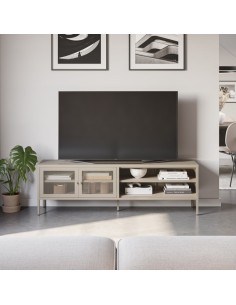 Móvel de TV minimalista FAYNA em metal na cor areia, 160... 2