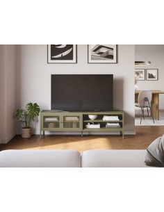 Móvel de TV minimalista FAYNA em metal na cor verde, 160... 2