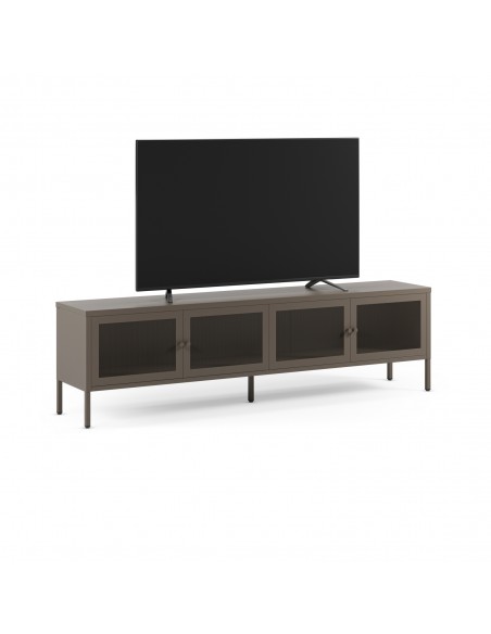 Mueble de TV metálico minimalista FAYNA en moca, 160 cm con 4 puertas