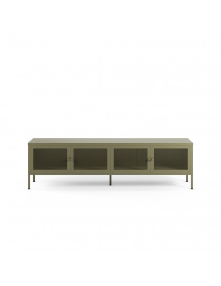 Mueble de TV metálico minimalista FAYNA en verde, 160 cm con 4 puertas