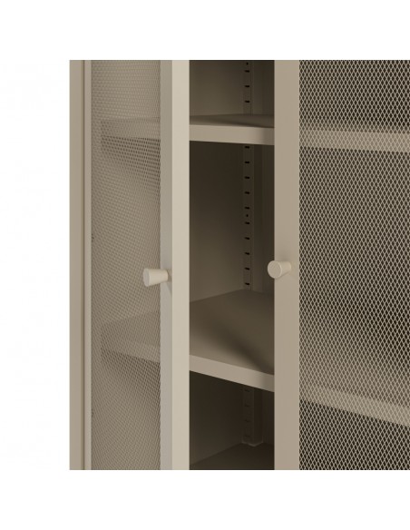 Mueble auxiliar metálico minimalista FAYNA arena 70x100 cm con 2 puertas