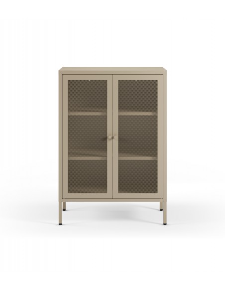 Mueble auxiliar metálico minimalista FAYNA arena 70x100 cm con 2 puertas