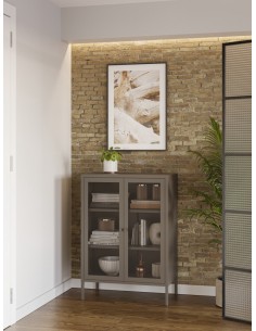 Mueble auxiliar metálico minimalista FAYNA moca,70x100 cm... 2