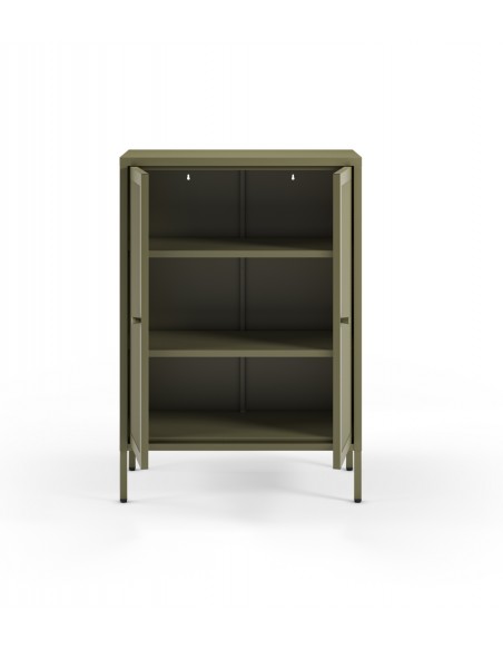 Mueble auxiliar metálico minimalista FAYNA verde,70x100 cm con 2 puertas