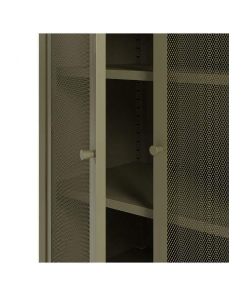 Móvel auxiliar minimalista FAYNA em metal, cor verde, 70x100 cm, com 2 portas