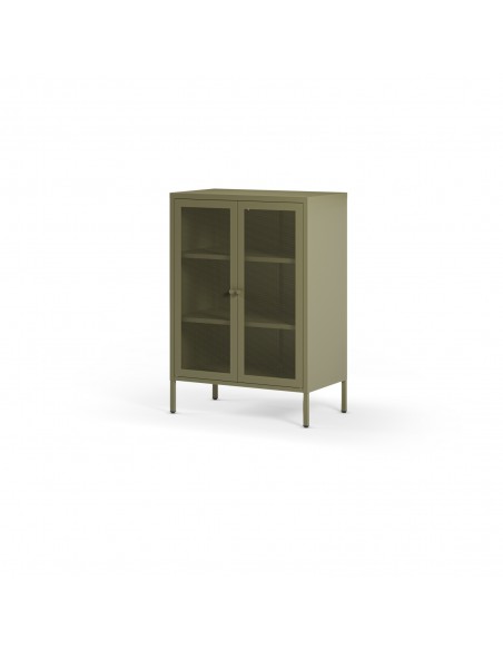 Mueble auxiliar metálico minimalista FAYNA verde,70x100 cm con 2 puertas