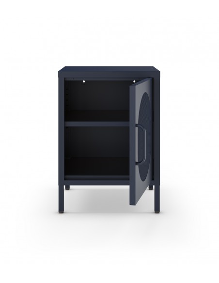 Mesita de noche metálica DIORA azul 40x60, 1 puerta reversible