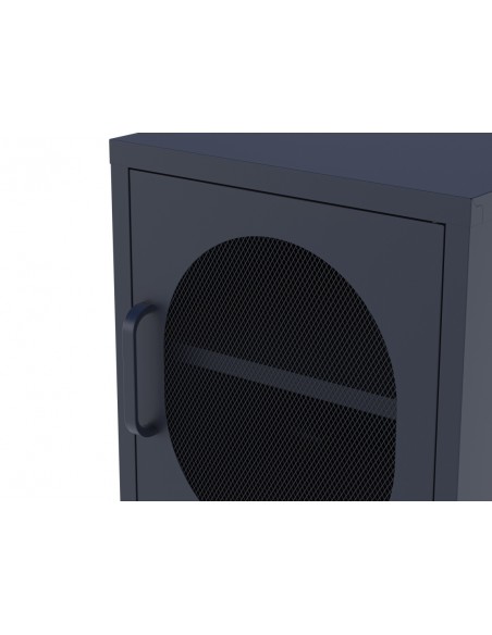 Mesa de cabeceira em metal azul DIORA 40x60 com 1 porta reversível