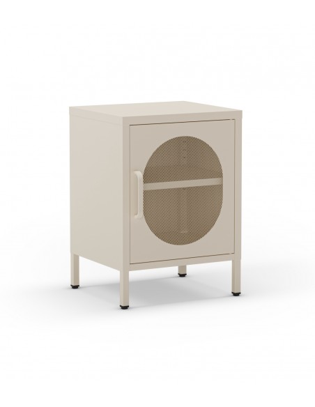 Mesita de noche metálica DIORA crema 40x60, 1 puerta reversible