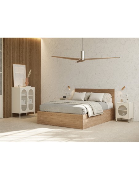 Mesita de noche metálica DIORA crema 40x60, 1 puerta reversible