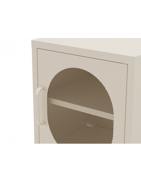 Mesita de noche metálica DIORA crema 40x60, 1 puerta reversible